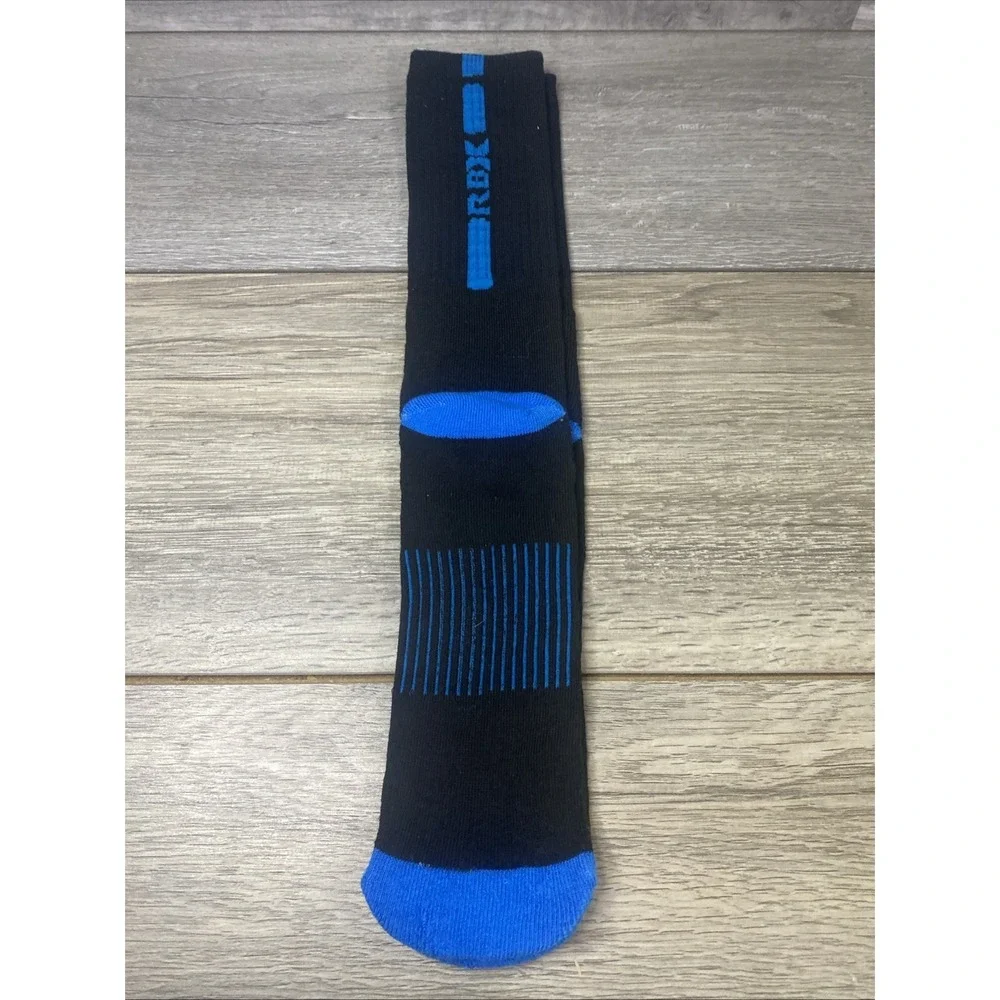 RBX Mens Crew Socks Black Blue‎ Athletic Performance Arch Support Cushioned 1 Pr